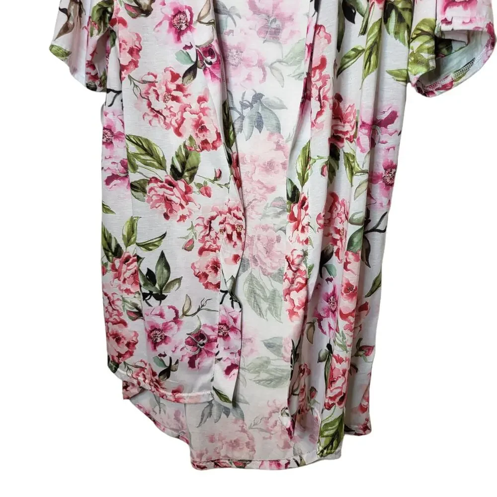 Show Me Your Mumu Pink floral one size robe with tie